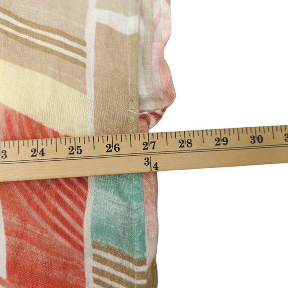 Chicos Linen Poncho Blouse Womens Size S/M Geometric Keyhole Back Pullover - Picture 15 of 16